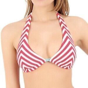 NEW NWT HOBIE Red White Triangle Padded Halter Bikini Swimsuit Swimwear Swim Top
